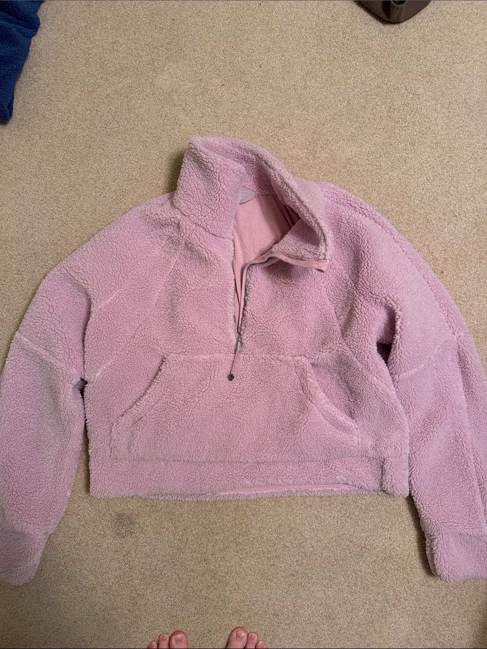 Lulumeon Pink Sherpa Half-Zip Pullover Jacket